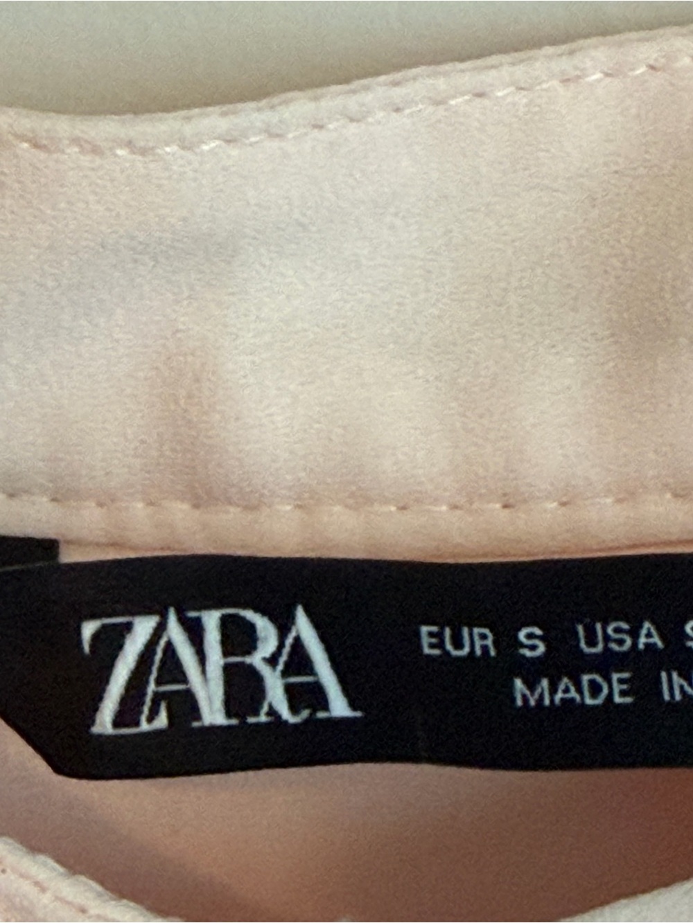 Zara Ruffled Collared Shirt Chalk Pink Button Up Blouse Size Small - Picture 7 of 9